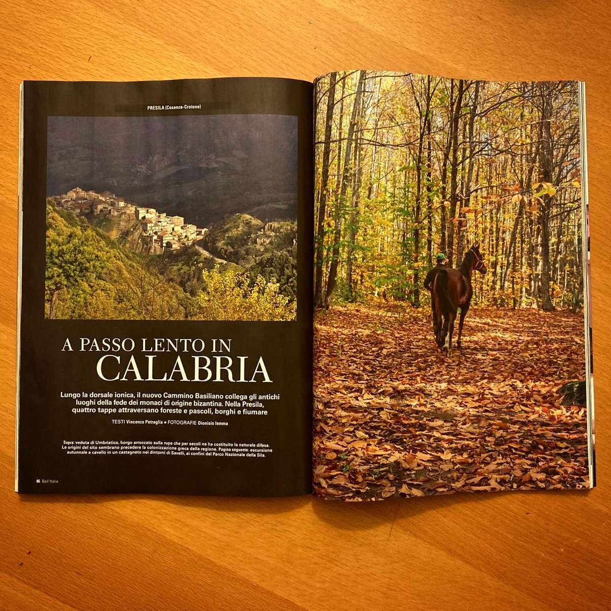 CammBasiliano's tweet photo. La #Calabria a passo lento sul numero di novembre di Bell'Italia. #CamminoBasiliano #Trekking #TurismoLento #BellItalia https://t.co/9VYGFnZOvK