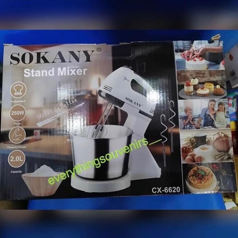 Get the perfect and smoothest batter with our Sokany stand mixerIt comes with:1 x 7 Speed Hand Stand Mixer1 x 2 L Stainless Steel Bowl2 x Beaters2 x Dough Hooks1 x English ManualPrice:11,500It’s available on our flutterwave store  https://flutterwave.com/store/everythingsouvenirs