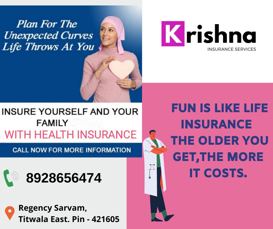 KrishnaInsuran1's tweet image. Fun is like life insurance  the older you get,the more  it costs.Krishna Insurance Service will help you to get best insurance service plan. you can also contact us

#krishnainsurance #krishnainsuranceservices #healthinsurance #insurance #health #healthcare