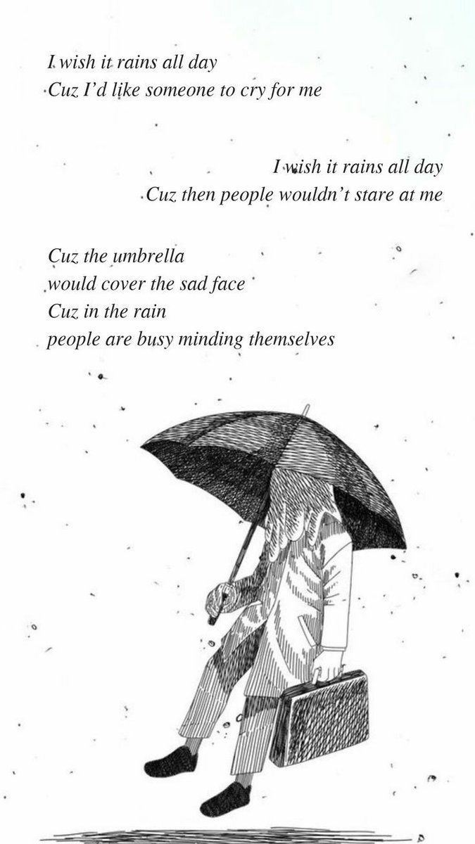 N he can unleash our demons, n no one will notice, as Joon raps,"Cuz in the rain people are busy minding themselves"- the little yet hugely significant n general truths of our lives that Joon puts in his lyrics is perhaps his way of making us feel included everytime. This line+
