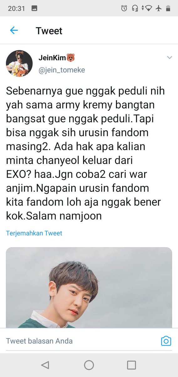 Kimvia98841962's tweet photo. Bocil meresahkan): pke ngetag namjoon lagi namjoon kan GX tau apa🤣Army sma exoL itu shbt yah kek nya dia haters deh mau bikin kita salah paham lagi GX ada akhlak); #NAMJOON #ChanyeolStayStrong #Armyexol🥰💜 https://t.co/otbKGCi7LT