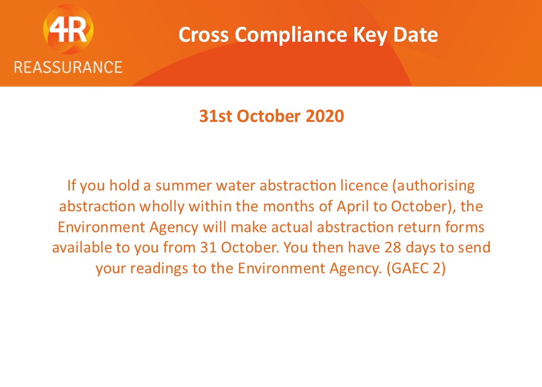 Cross Compliance Key Date for Saturday 31st October #crosscompliance #keydate #october