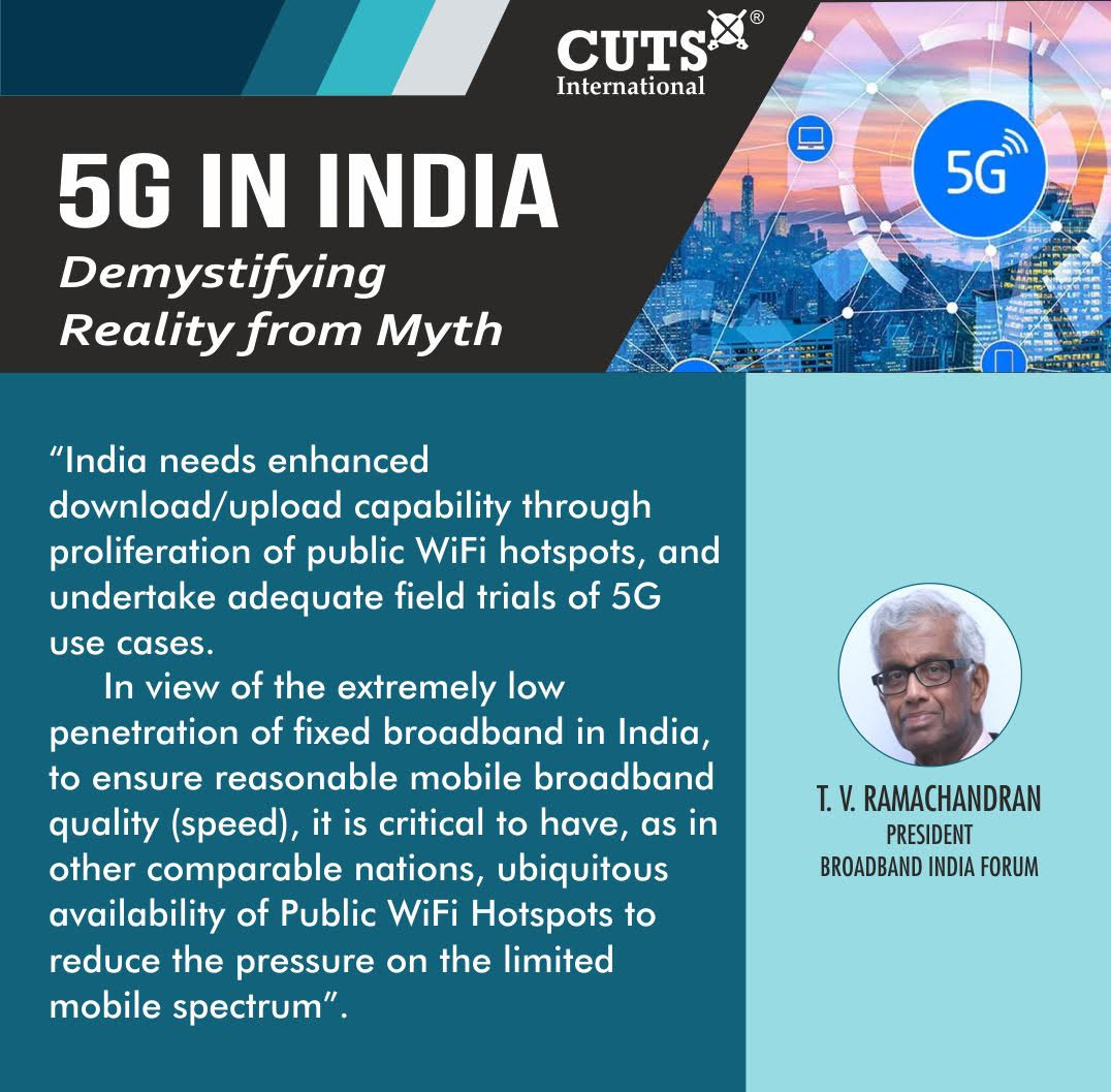 CUTS_CCIER's tweet photo. #OutNow: @CUTSCCIER Report: 

'#5G in India: Demystifying #Reality from #Myth'

Available here: https://t.co/WZPqJk51mf https://t.co/lo5MnM7Phw