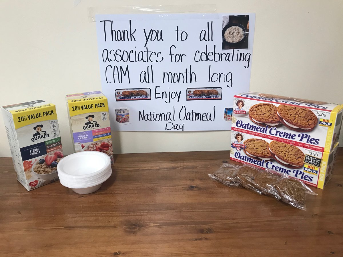 Thank you to all associates for celebrating our cashiers all month for #CAM2020 . Enjoy some Quaker instant oatmeal or a Little Debbie Oatmeal cream pie for National Oatmeal Day! #YourOrangeParkHD <a href="/mmAnderson919/">みゆ＠ビジネス</a> <a href="/M5Lorie/">Lorie M</a> <a href="/StacyLBro/">Stacy Brown</a> @Jonatha05790276 <a href="/Timdunn816/">Tim Dunn</a> <a href="/SarahFarrellTHD/">Sarah Farrell</a>
