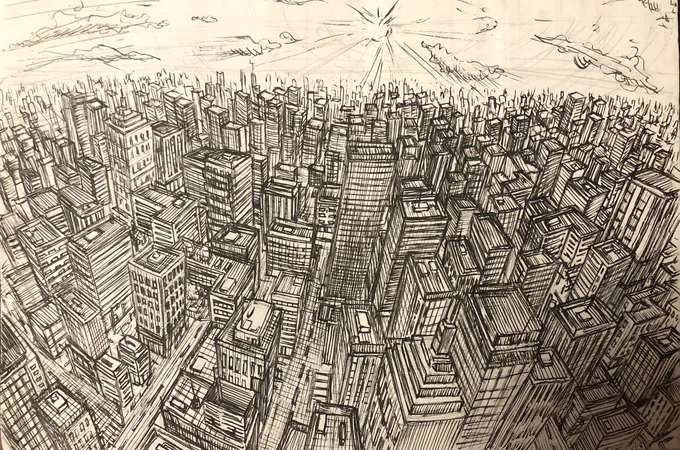 #イラスト
#ペン画
#ビル
かきました 