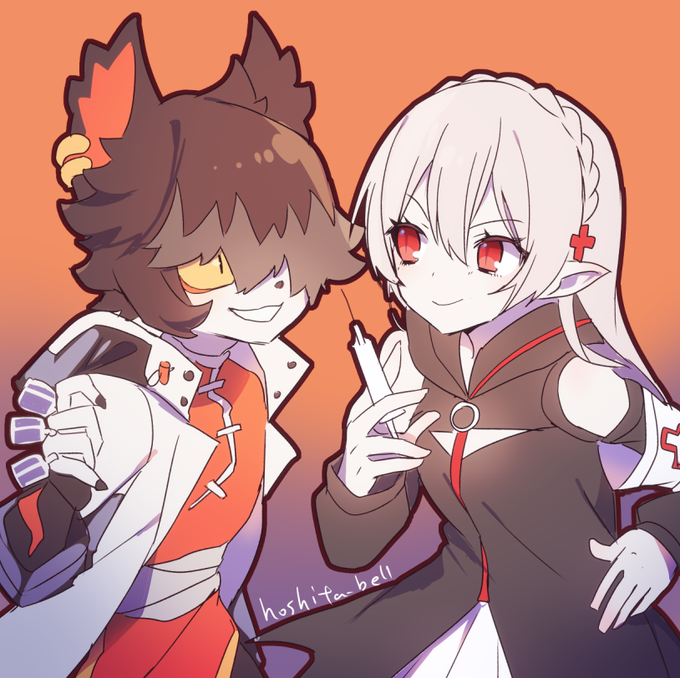 ア/阿(と、ワルファリン) #アークナイツ版深夜の真剣お絵かき60分一本勝負 