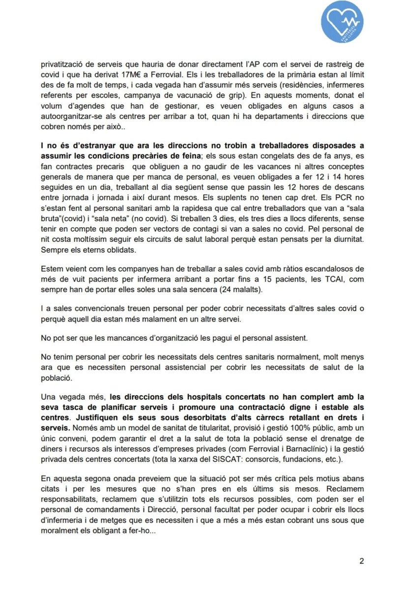 SanitariesL's tweet photo. Hola @salutcat, no s'han fet els deures i veiem com les úniques decissions que es prenen van encaminades a incrementar les restriccions a la población. Potser si la Consellera @albaverges ens hagués escoltat... en fi. Seguim insistint. Aquí algunes propostes. https://t.co/oGqO4N9VU4