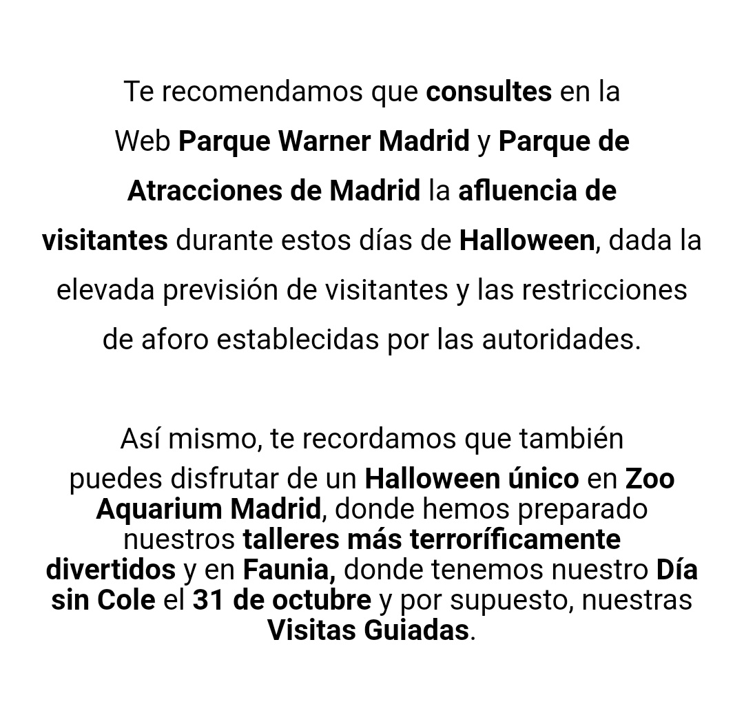 FreakPlanetBlog's tweet photo. Correo que manda Parques Reunidos a los bonistas que reciben los correos, ya sabéis 😂.

⚠️ Avisan de previsión alta de visitantes para este finde y de la reducción de aforo establecida. https://t.co/X3DxTKthA8