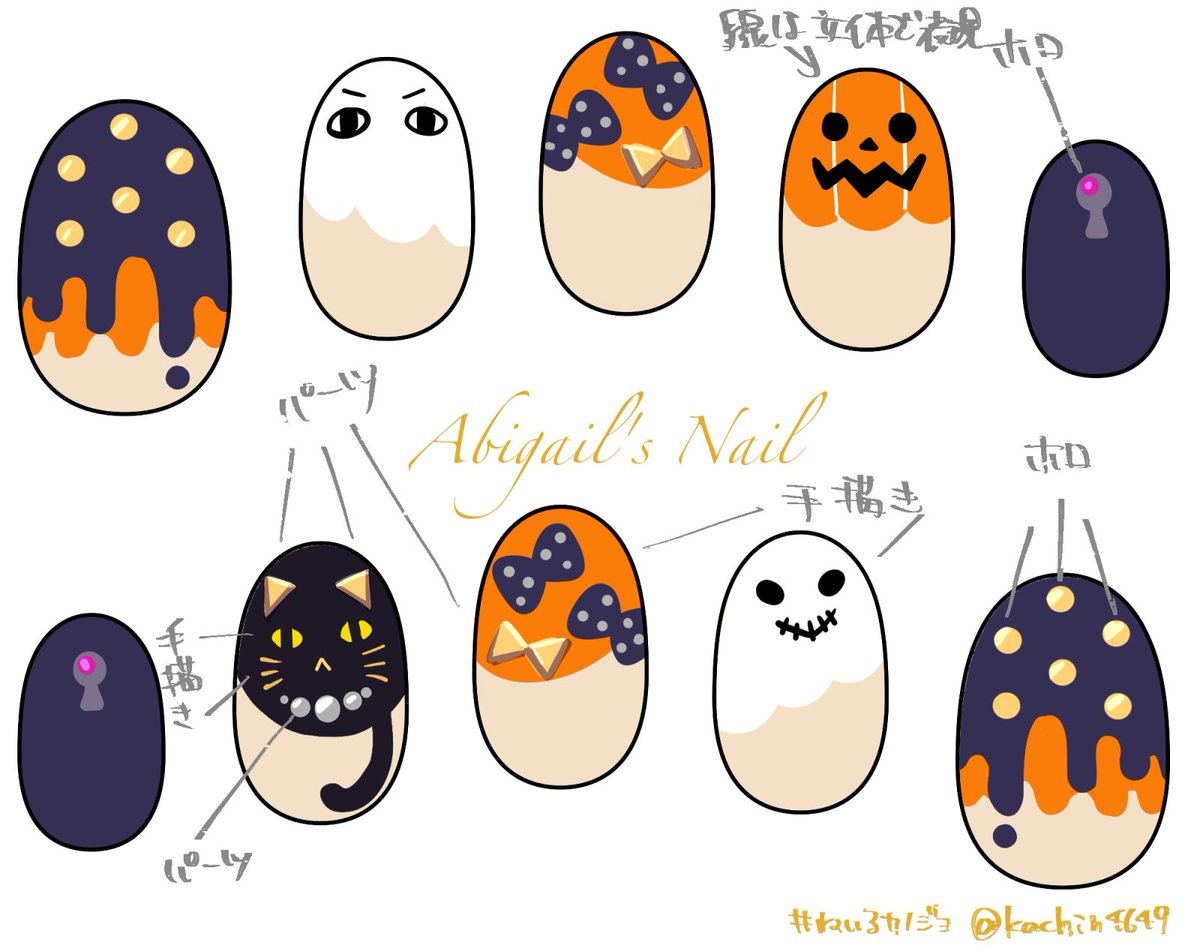 そしてアビちゃんがしているネイルはこちらです!
10月のネイルを公開です??
制作時間:オフ込み2時間30分
ご協力ネイリスト:emi先生(https://t.co/s7LVSkLS8U…………)
#ねいるカノジョ #FGO