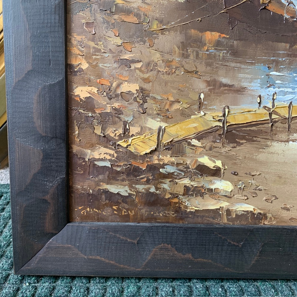 gildededge's tweet photo. ⛵ This painting came to us after surviving a house fire. We sent it off to colleagues of ours to have it cleaned, then reframed it in a new, more updated frame.

#framing #painting #customframing #art #thegildededge #oilpainting #asian #boats #village https://t.co/KCxLPDnjX9