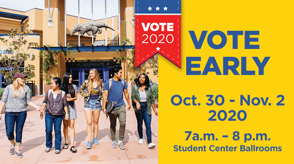 Early, in-person voting starts today! Open to any voter registered in Orange County. Come to the UCI Student Center ballrooms from 7am-8pm through Nov. 2. Free parking is available in the Student Center parking structure. #UCIVotes 

Info: ocvote.com/votecenter