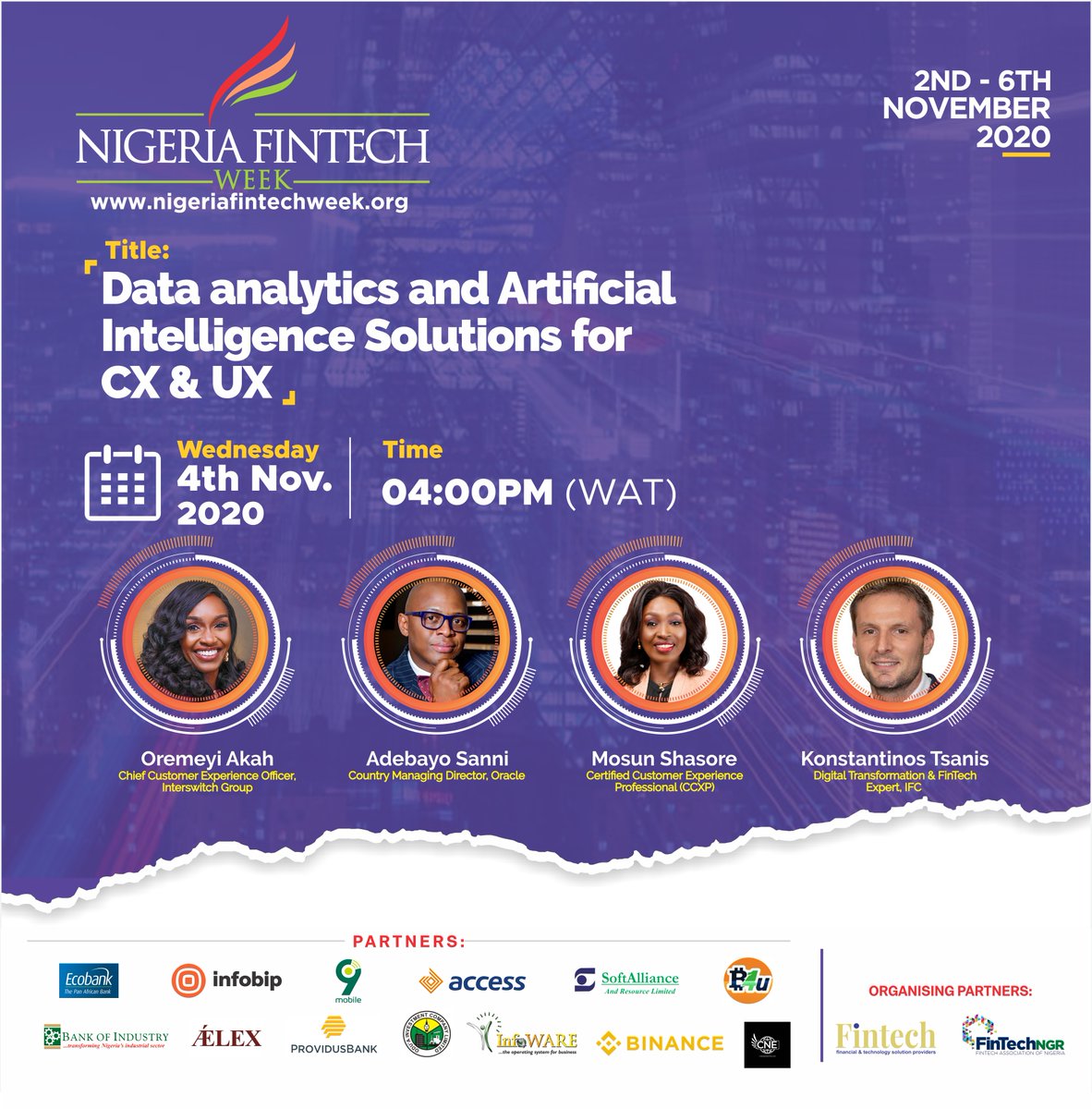 QAdvisory_'s tweet photo. We are looking forward to the first virtual #nigeriafintechweek, Our CE, @mshasore, CCXP will be speaking#customerjourneyanalytics#customerexperience #CX#UX #Nigeriafintechweek #CXAfrica #CXPA #CXPANigeria#BigData#CustomerJourney#AI#Fintech#CX #Personalization #customeranalytics https://t.co/4qOr4PH1iL