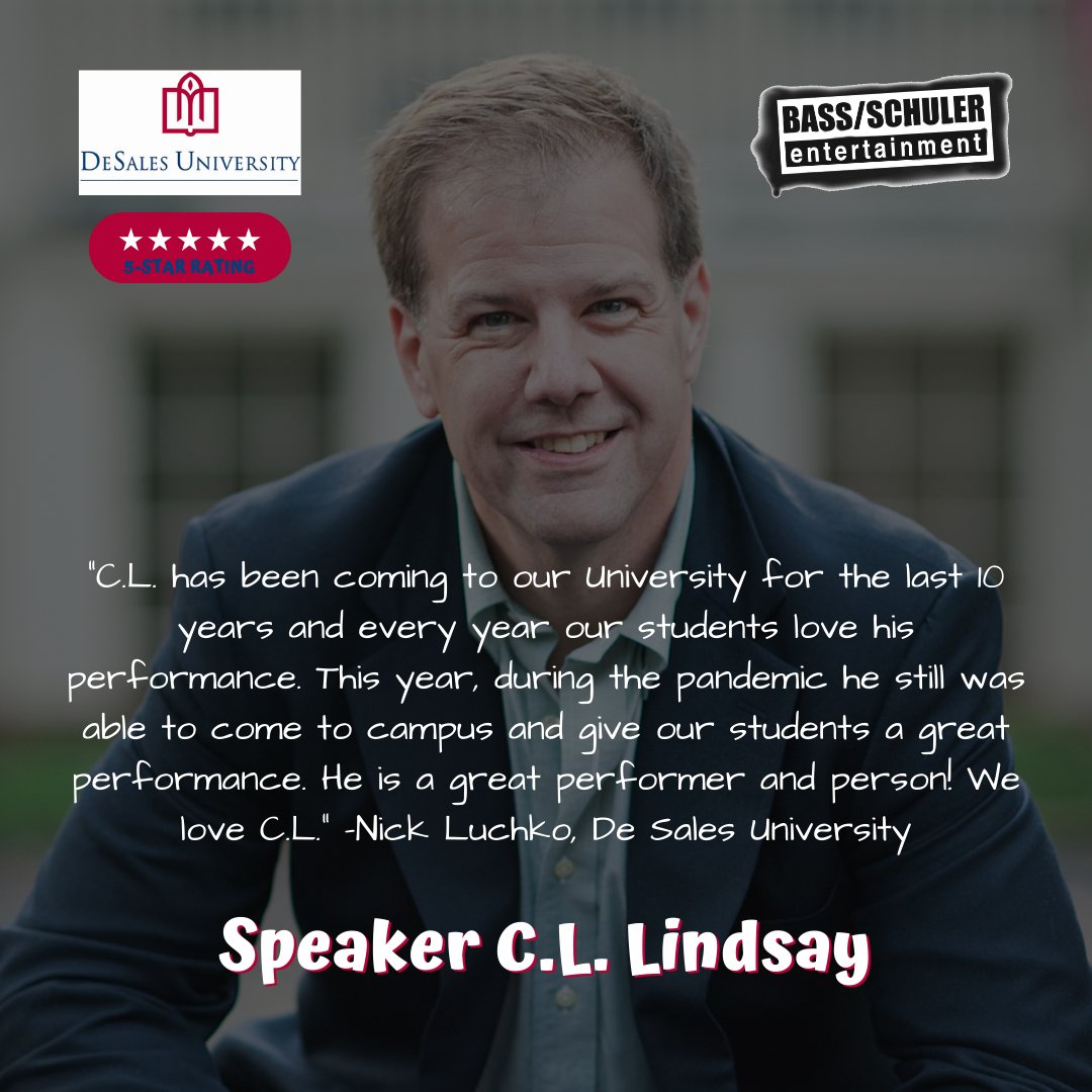 BassSchuler's tweet photo. Thanks so much to @DeSales for hosting C.L. Lindsay! #BassSchulerEntertainment #BSEAgency #CLLindsay #ArtistReviews https://t.co/Ve56Pj2tGq