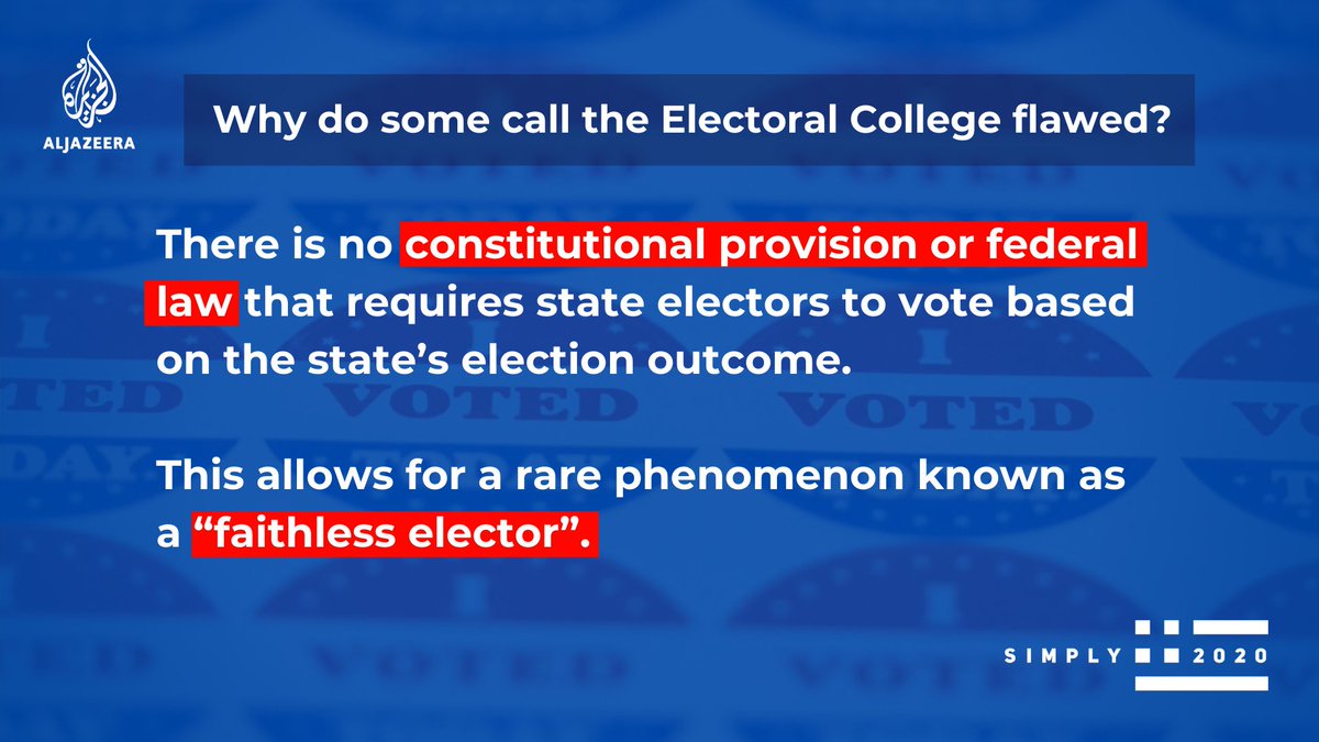 Why do some people call the Electoral College flawed?  http://aje.io/z28ky  |  #election2020  