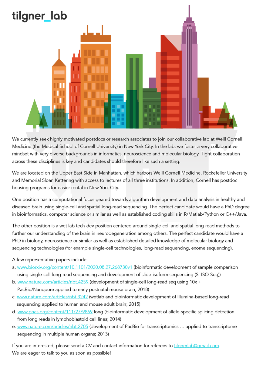 hagentilgner's tweet photo. Interested in single-cell, isoforms, RNA &amp; brain ? We are hiring in NYC. Please get in touch through tilgnerlab@gmail.com. https://t.co/3clgzFZVq2