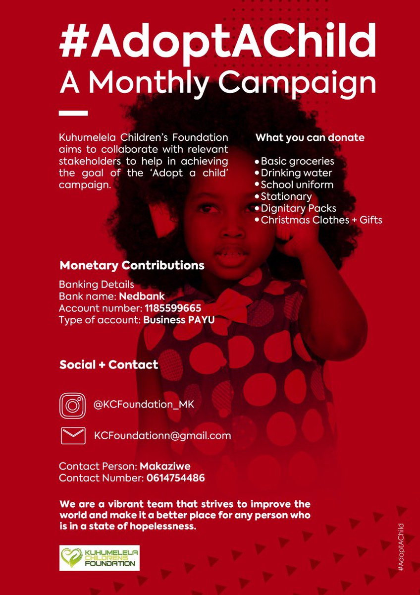 Makaziwe_MK's tweet photo. #AdoptAChild Please support this campaign 🙏🏽 https://t.co/Gx4hmaGySw