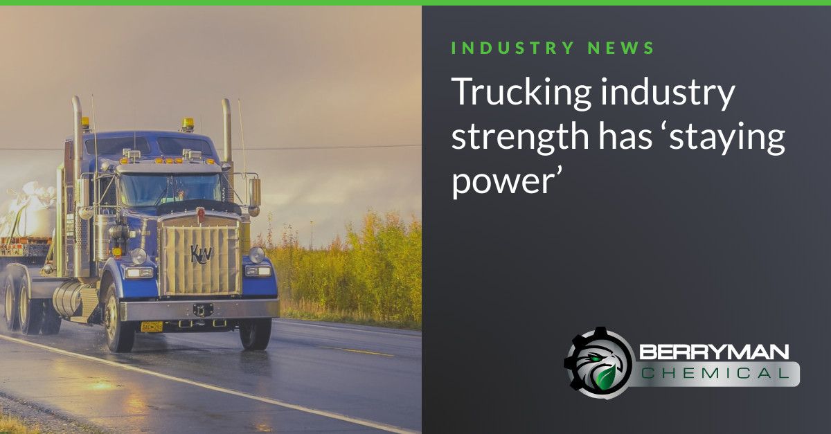 BerrymanChem's tweet photo. New reports from FreightWaves show that the trucking industry is as healthy as it's been in years. https://t.co/rWC0j2J7Na #chemicals #trucking https://t.co/ZKhRB6oooH