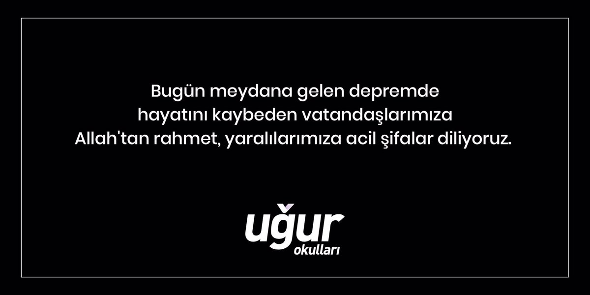 Ege Denizi'nde meydana gelip #İzmir ve çevre illeri etkileyen depremde hayatını kaybeden vatandaşlarımıza Allah’tan rahmet, tüm yaralılarımıza acil şifalar diliyoruz. Daha fazla can kaybı yaşamamak temennisiyle. 🙏🏻
