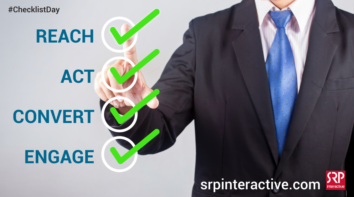 spincetti's tweet photo. It's #ChecklistDay. At #SRPInteractive we developed checklists to ensure the #DigitalMarketing #QualityProject we deliver to our #Clients.
#contentmarketing #websitedesigning #socialmediaoptimization #socialmediamarketing #searchengineoptimization #smo #seo #smm #adagency https://t.co/clQzVa0Qpf