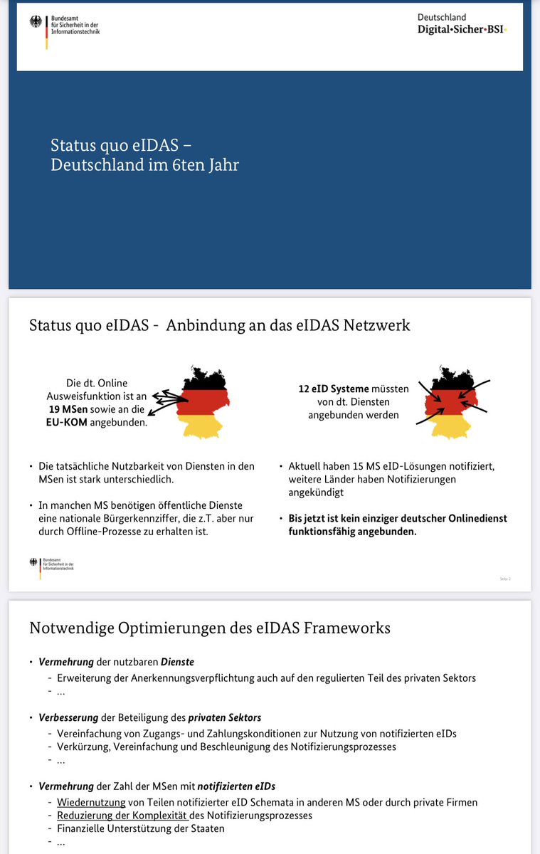Johannes_Leser's tweet photo. @bnetza @Eidas20 Danke für die informative Präsentation auf dem @Bitkom #eIDAS Summit zum Status quo u.a. zu #eID PDF des Foliensatzes ist jetzt auch zum Download unter https://t.co/JIflcnBGyB zu finden #eIDAS20 https://t.co/ofXtwQrRzN
