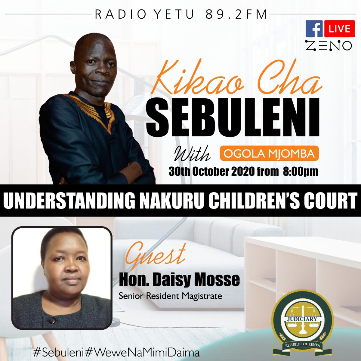 radio_yetu's tweet image. "Understanding Nakuru Children's court".....ndani ya Sebuleni naye @OgolaBenedict akimshirikisha Senior Resident Magistrate Hon Daisy Mosse.
#Sebuleni
#WeweNaMimiDaima