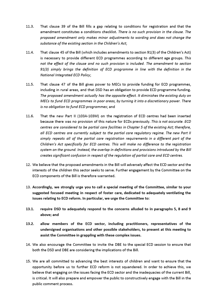 EcdReform's tweet photo. Today the campaign for Real Reform for ECD sent this letter to Mr. Mondli Gungubele The Honourable Chairperson of the Portfolio Committee for Social Development calling for a special
meeting of the Committee to discuss concerns with the Bill with regards to ECD. #ECDinParly https://t.co/jperlk43oW