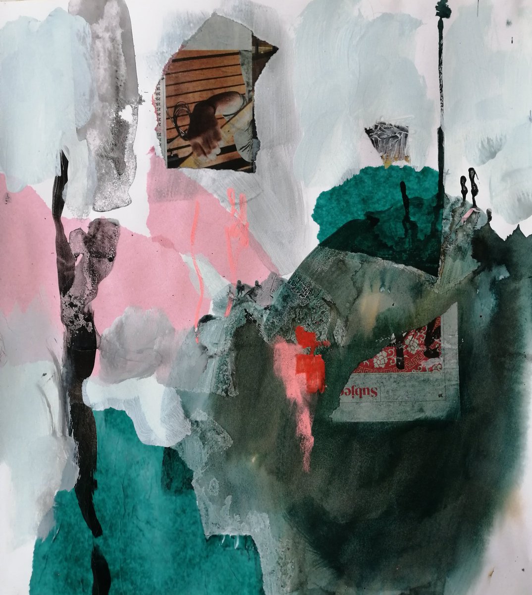 Mixed media and collage on paper