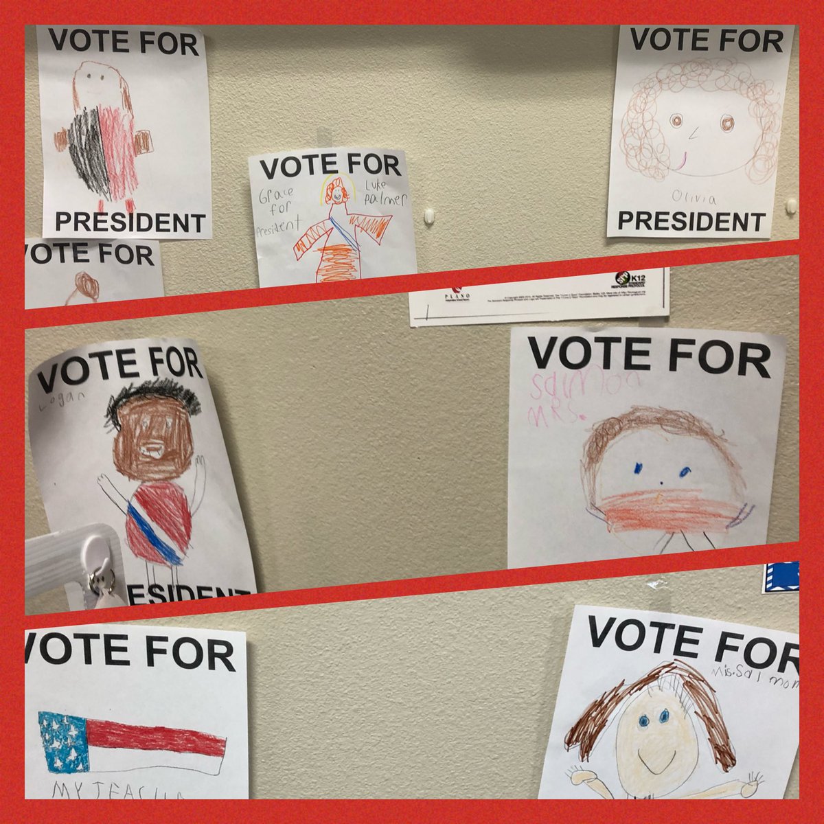 First graders VOTE too!!!  I’m proud to announce that I will be serving another term as President!  #GraceforPresident was a worthy opponent once again!  #vote
