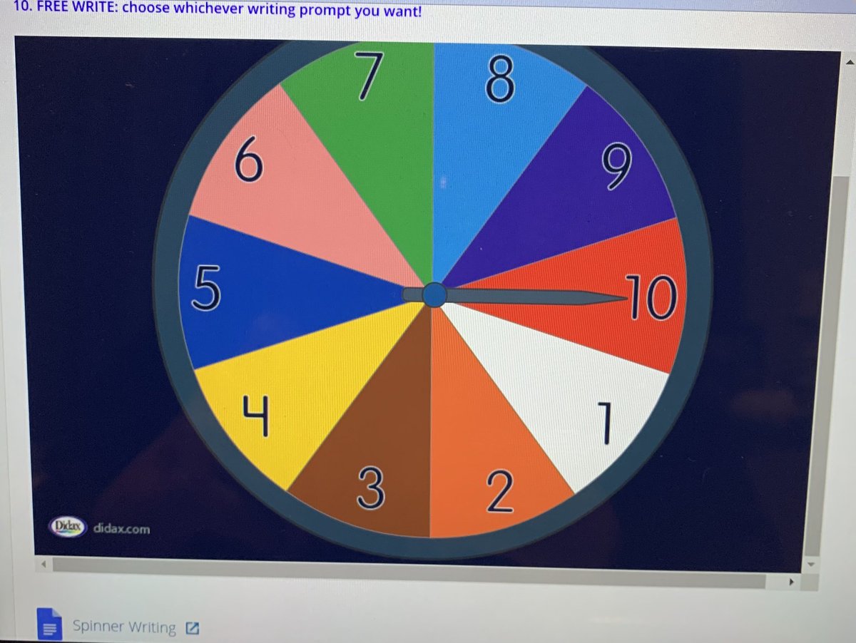 My kids absolutely LOVED using the Didax spinner today for their writing assignment! Thanks so much to <a href="/mrs_jones6/">M. Jones</a> for showing us how to embed virtual manipulatives during grade level yesterday! 👏🏼