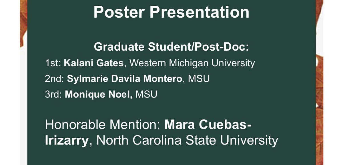 mcuebs's tweet photo. First time presenting a poster online and got honorable Mention! 🤩#msuagepssc https://t.co/BKRk5cADYO