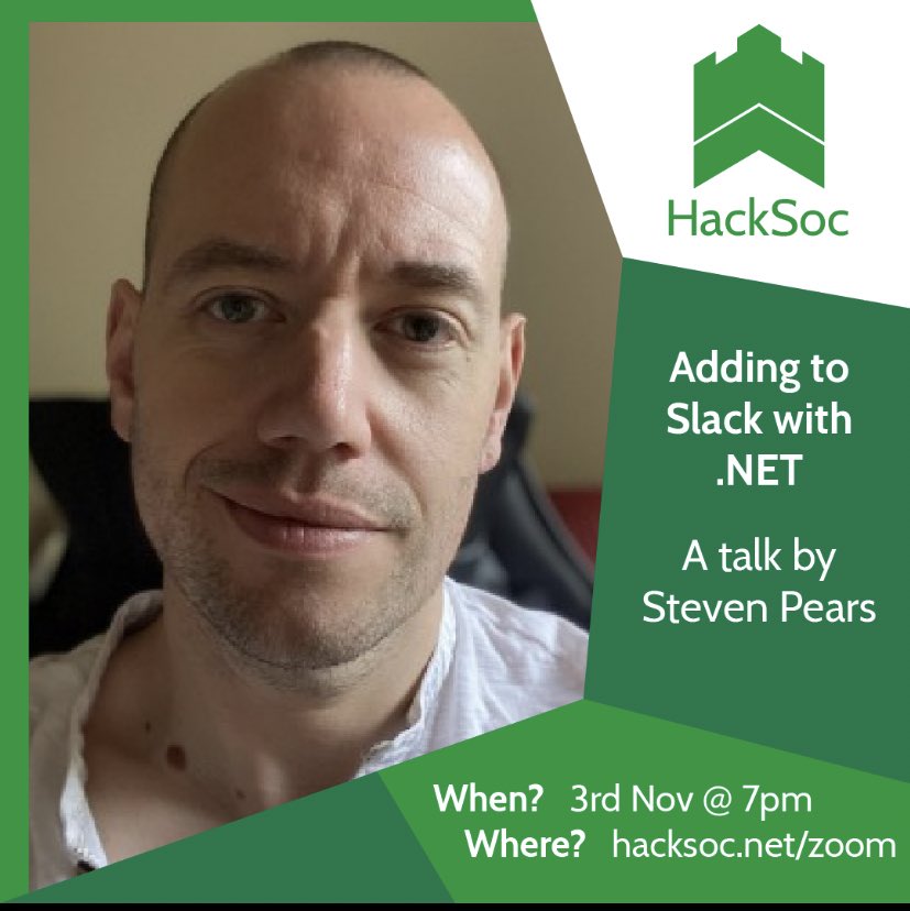 hacksocnotts's tweet image. Steven Pears "Slack's great, it would be even better if.."From receiving a message, we'll build up our own Slack App using .NET Core to create an approval process inside Slack Showing how to communicate with users and add your own logic!Join us on Tuesday hacksoc.net/zoom