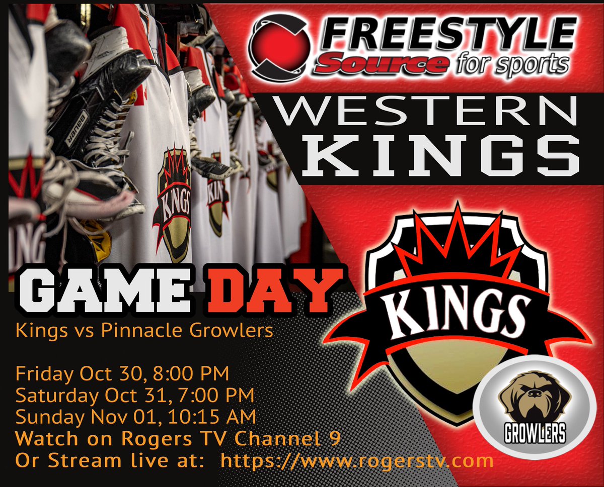 Another home weekend for <a href="/KingsWestern/">The Western Driving School Kings</a> in <a href="/NLU18MHL/">NLU18MHL</a> action. Taking on <a href="/AAAGrowlers/">O'Neill Nissan U18 AAA Growlers</a> for three games. Watch on Rogers or rogerstv.com  <a href="/RogersTVCB/">RogersTVCornerBrook</a>