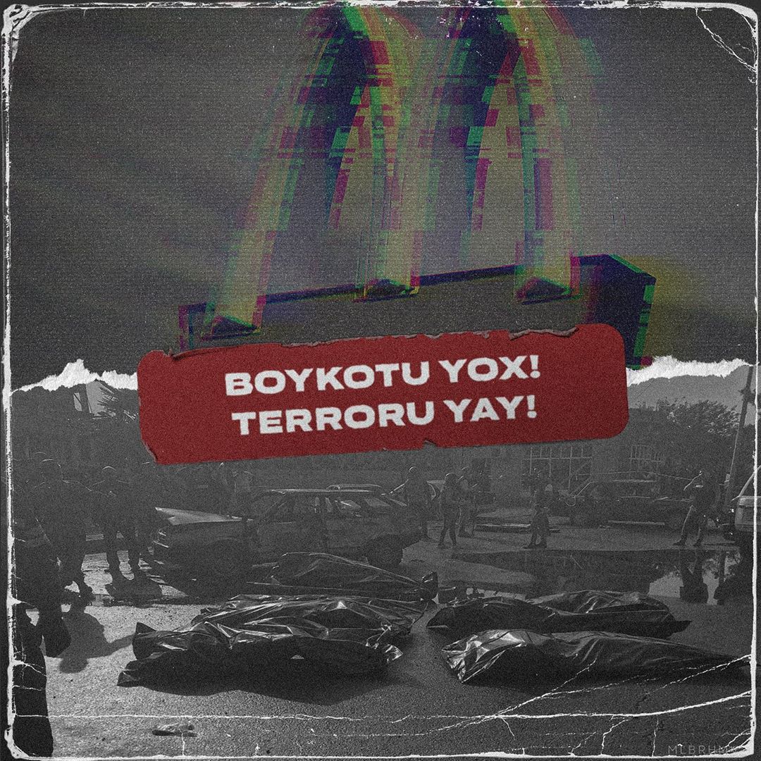 pasaevays's tweet photo. Halal olsun Bərdə terrorunu McDonalds, Papa John`s boykotunuzla unutdurdunuz! Bütün sosial medianı doldurunuz mənasız, boş boykotunuzla. Bizə indi bu dəqiqə BƏRDƏ, GƏNCƏ, TƏRTƏR və digər terrorları yayıb ancaq onunla sosial medianı doldurmaq, trenddə onları saxlamaq lazımdı! https://t.co/3EJNQDzxaT