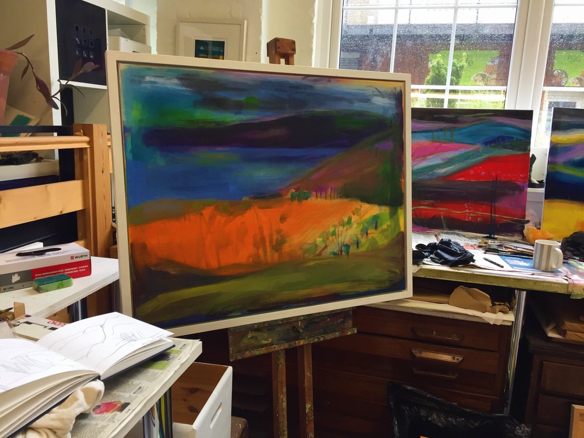 Today I am just looking at my paintings. Planning, responding to them but not touching them! Good to have some space to just think! #paintings #oils #oilpainting #studiopractice #landscapeart #colourfulpaintings #contemplating #femalepainter #londonartist #art