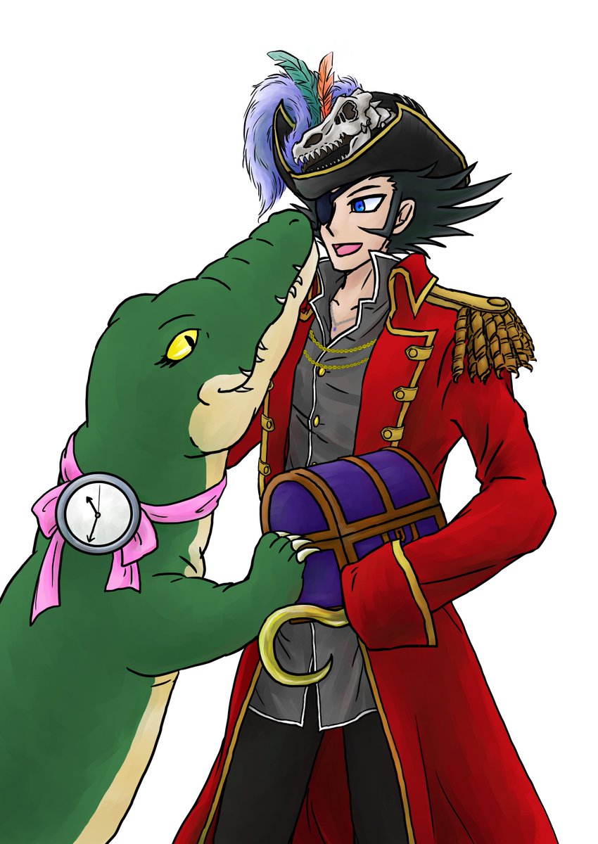 やきいも ハロウィンなのでフック船長 チクタクワニ フック船長の本名 ジェームズ フック と聞いたので たぶんネーミング由来の一つなんだろうな 宝箱の中身はカレンのおやつです