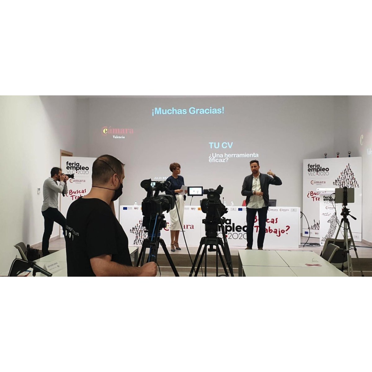 stream_factory's tweet photo. Feria de Empleo en @camaravalencia . Ponencias presenciales y por videollamada y sin público, como ahora es habitual. https://t.co/KT5nGPVZMe
