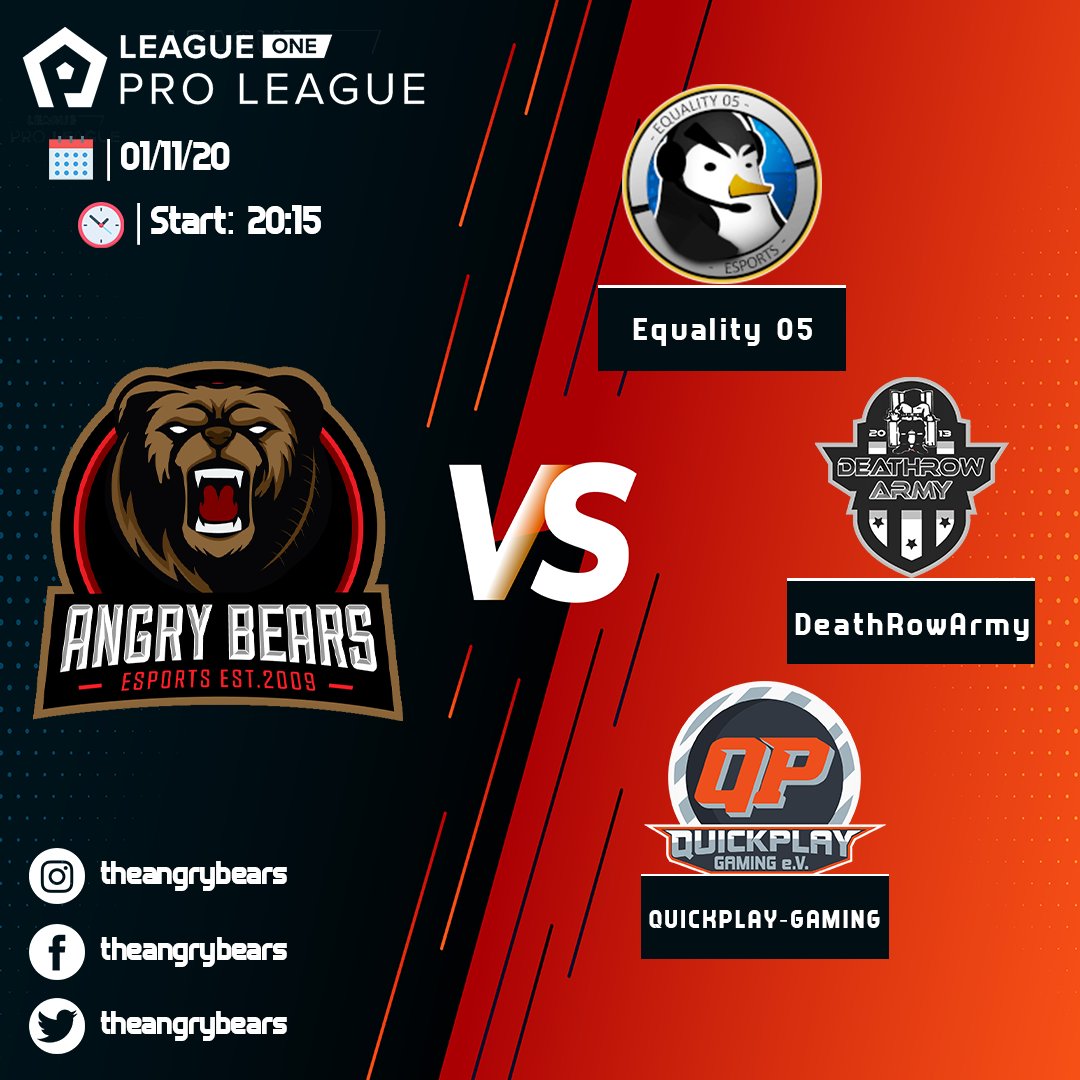 TheAngryBears's tweet photo. Am Sonntag startet die @proleaguede endlich wieder! Season 22 steht an und unsere Bรคren wollen diesmal einen guten Start erwischen um die Weichen fรผr eine erfolgreiche Saison zu stellen.
- @myequality
- #deathrowarmy
- @qp_eSports
#ProClubs #eSports #FIFA21 #pcgaming #newseason https://t.co/MOesDlq7H0