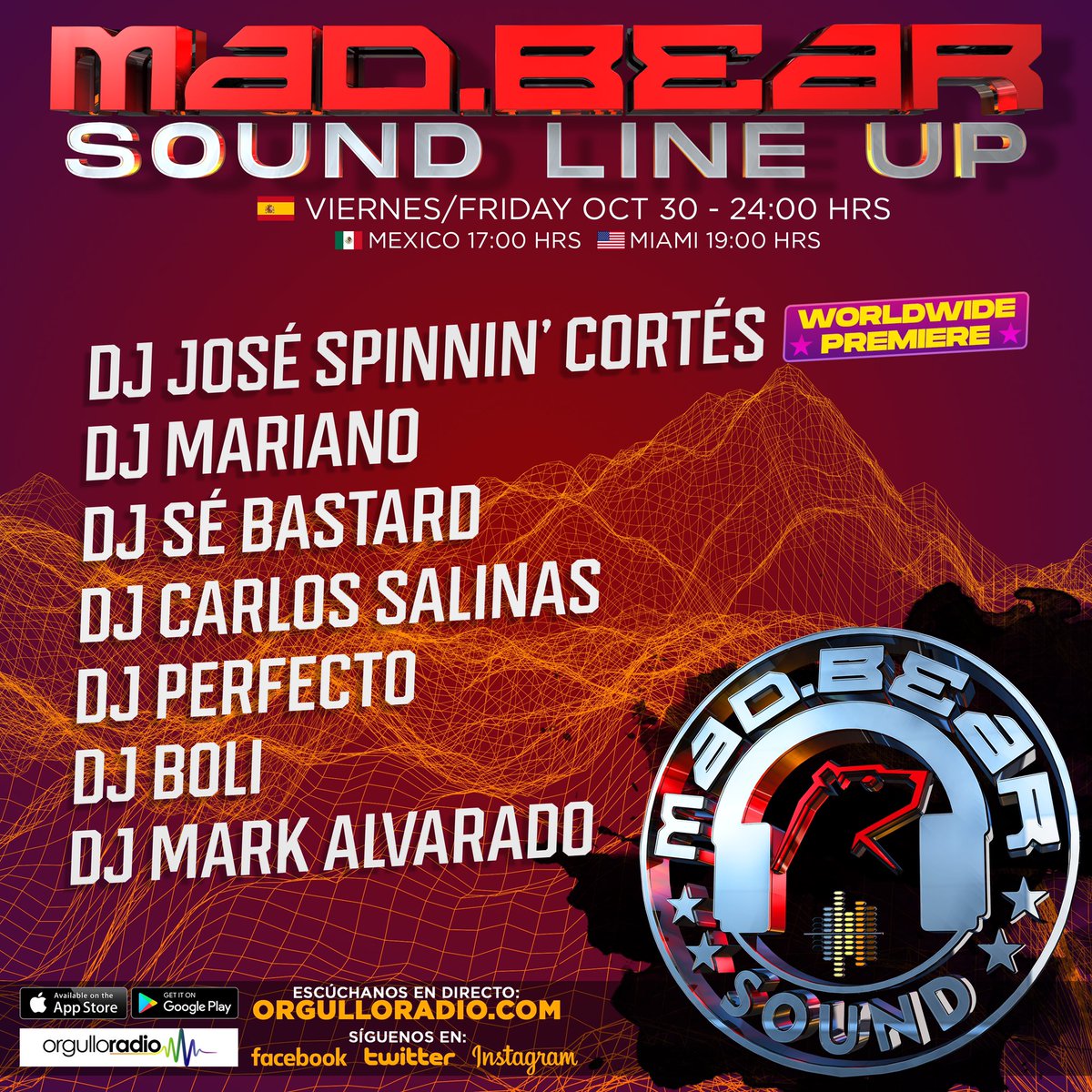 djjosespinnin's tweet photo. Hoy en punto de las 🇲🇽17hrs 🇪🇸24hrs no se pierdan la transmisión de mi set especial de Halloween en #MadBearSound  @madbearspain a través de @orgulloradio_es 
Escúchalo en la web https://t.co/rfbbF8BdsN o descárgate la app para Android o iOS! https://t.co/Wzm98pdqH9
