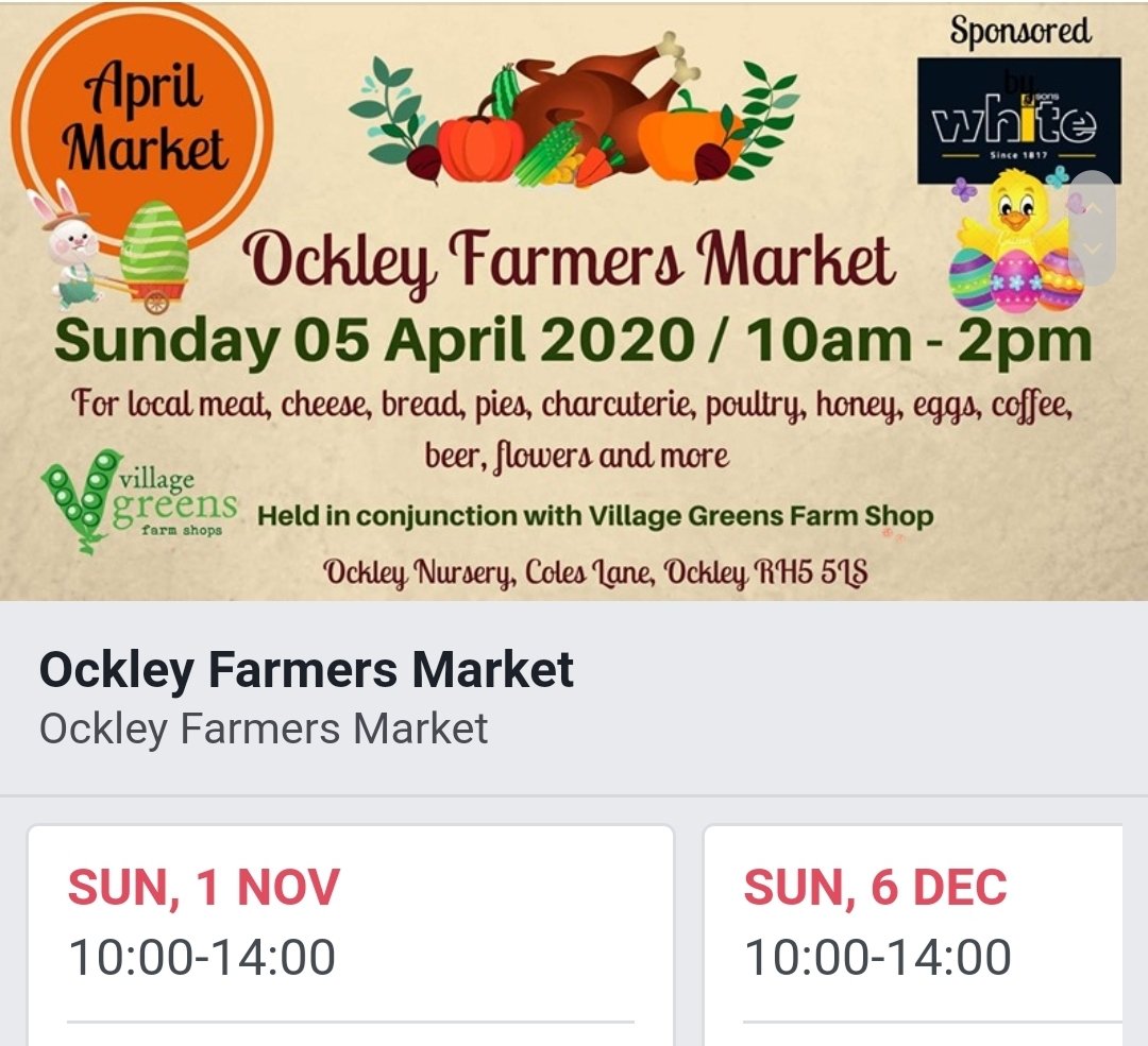 Great to see an open air market still open and offering all local sourced goods. Well worth a visit this weekend. Also managed with social distancing.  #localsourced #supportlocal #ockleyfarmersmarket