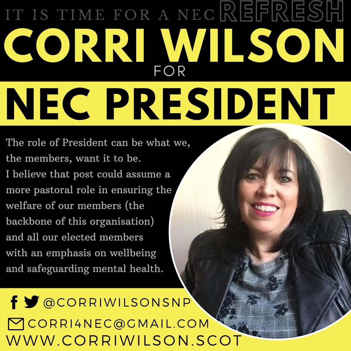 Corri_Wilson's tweet photo. I have decided to stand for NEC for President to help the party to heal and unite and ensure independence is a priority
I’d appreciate #SNP members support
https://t.co/Jo13SpXO0W
#SNP #NEC #WomenInPolitics #TimeForRefresh https://t.co/duSqLYaV1Y