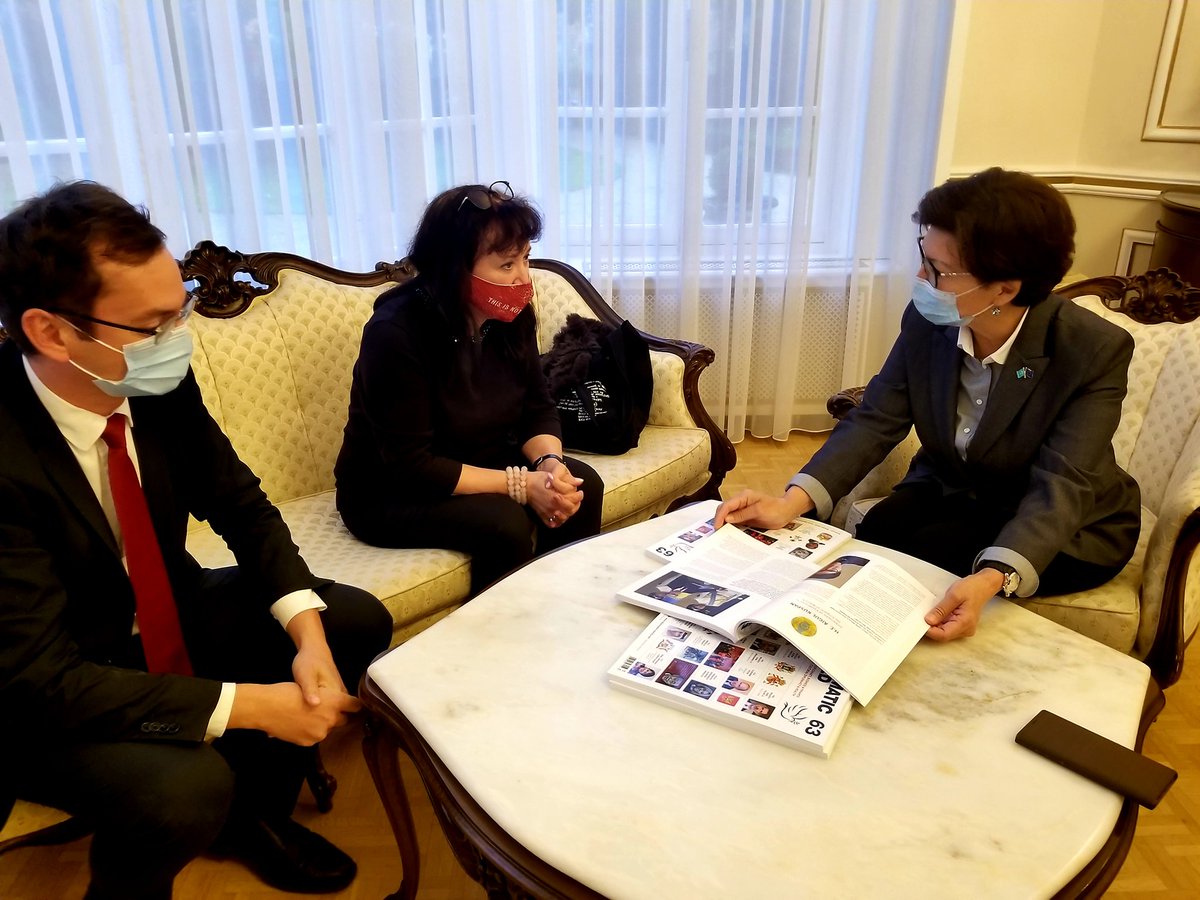 AigulKuspan's tweet photo. Received yesterday @DiploWorld's latest issue highlighting Kazakh-EU relations, #economic, #tourism and social development in #Kazakhstan. We thank Editor Mrs.Barbara Dietrich for her interest in our country &amp; look forward to future projects! https://t.co/o3R6l7l7B1