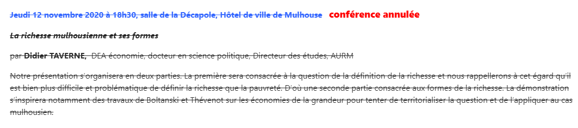 SHGMulhouse's tweet photo. Du fait des nouvelles contraintes sanitaires, la SHGM est au regret de devoir annuler la conférence de Didier Taverne qui devait avoir lieu le jeudi 12 novembre 2020. https://t.co/bVFKceGkgt