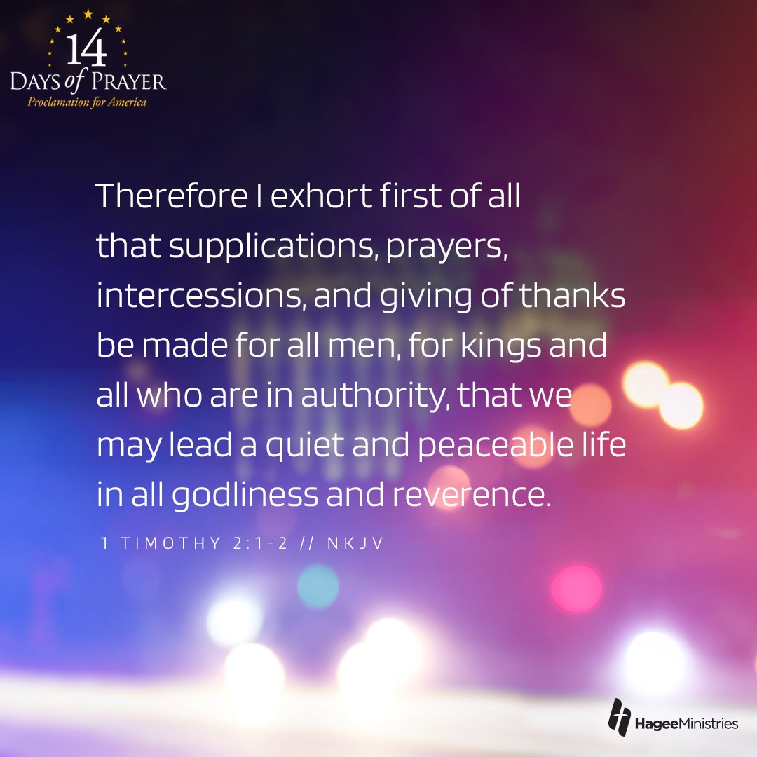 HageeMinistries's tweet photo. Today, let’s pray for our first responders, our police departments, our law enforcement officers. Sign up to receive the video devotional, scripture, and prayer at https://t.co/yCgSyNzVtn #14DaysOfPrayer https://t.co/gofcSOIDcp