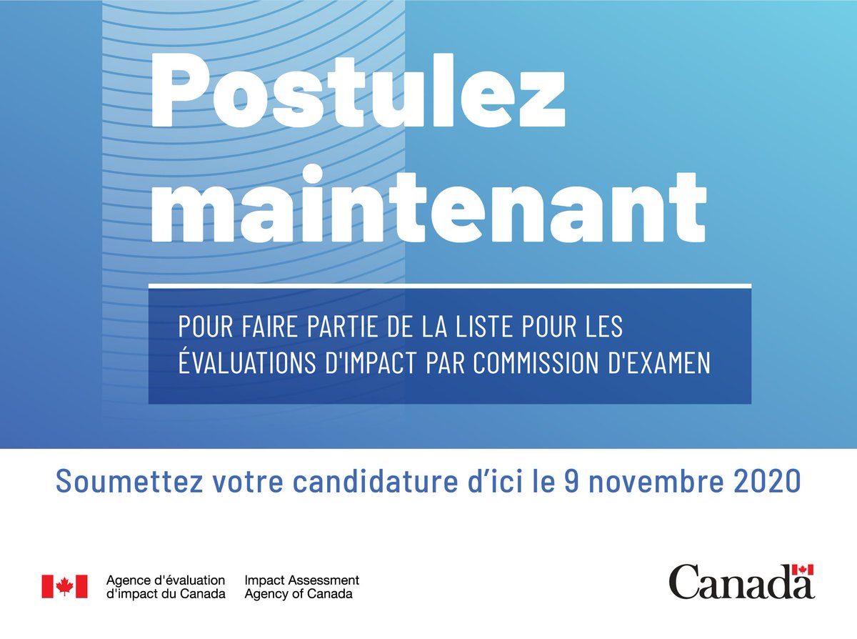 aeic_iaac's tweet image. Nous créons une nouvelle #ListeEI de personnes qualifiées pour être membre d’une commission en vertu de la #LEI. Les personnes ayant des compétences relatives aux décisions liées à l’#évaluationimpact et aux Autochtones sont invitées à postulez. ow.ly/Mmjv50C7cmH