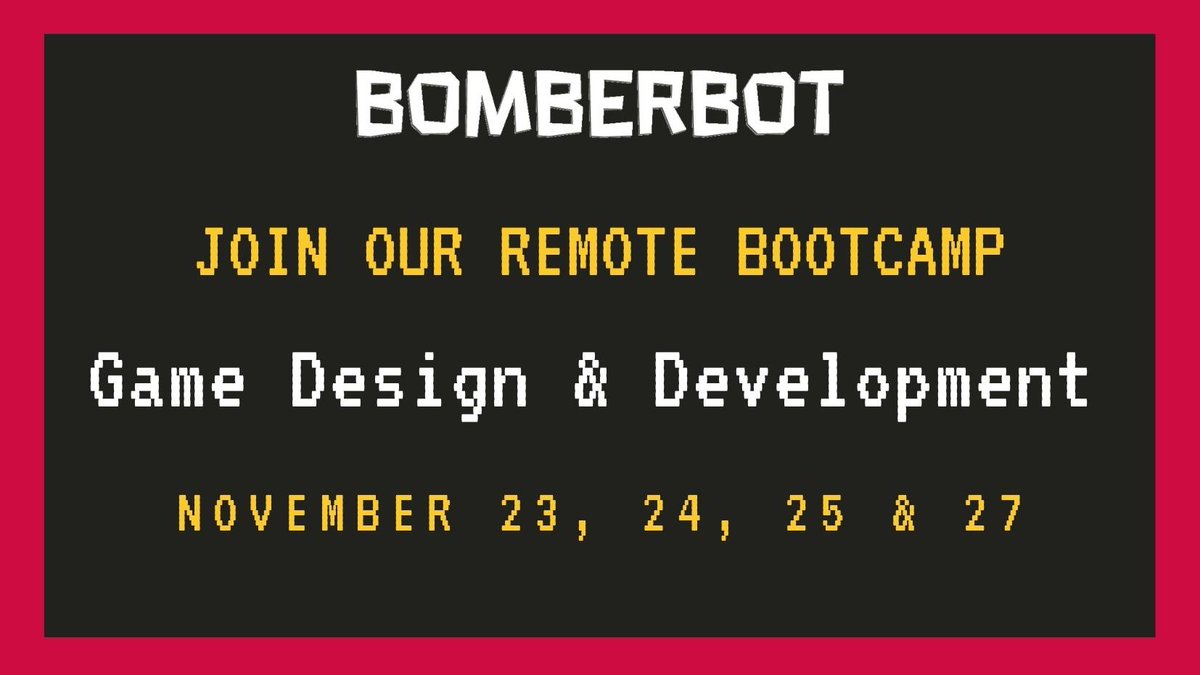 Do you kids like gaming and do you want them to learn basic programming skills and more about Game Design &amp; Development? Sign them up for our Remote Bootcamp: eventbrite.com/e/remote-bootc…