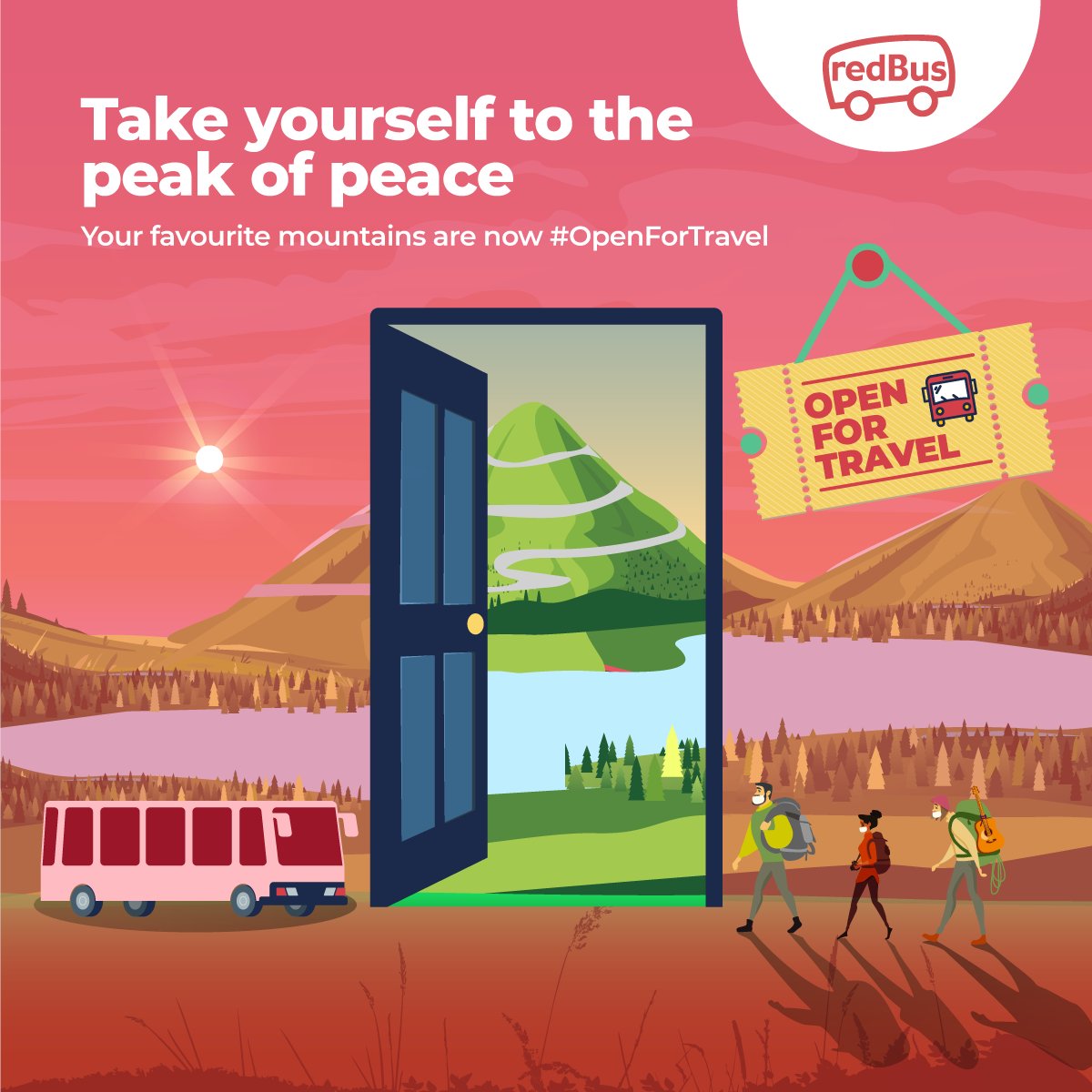 redBus_in's tweet photo. Mountain ranges across India are now #OpenForTravel, and we're here to get you there safely for a peaceful, well-deserved break. Look out for the Safety+ tag while booking your tickets to the peaks of peace.
#redBusIndia #SafetyPlus #Safetyfirst #ChooseBusTravelIndia https://t.co/wXnKVQ4Uxa