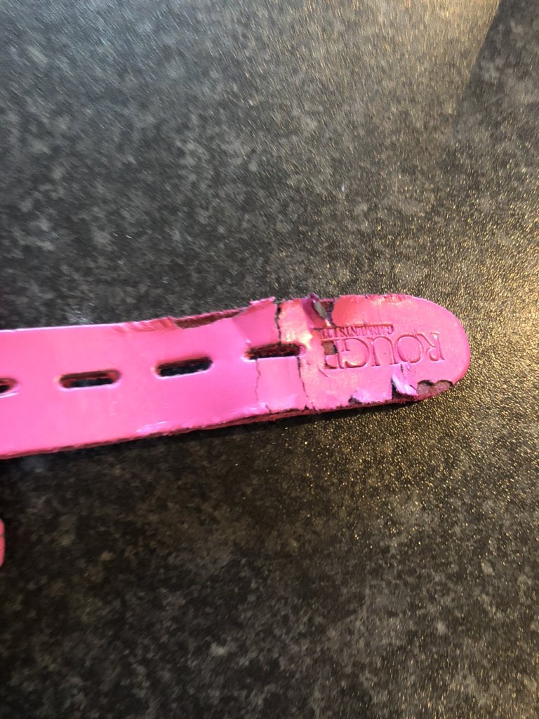 Lizilou22's tweet photo. @harmonystoreuk first time using my new Rouge Leather Padded Collar and it’s fallen to pieces 😢 https://t.co/MsG28muEK1