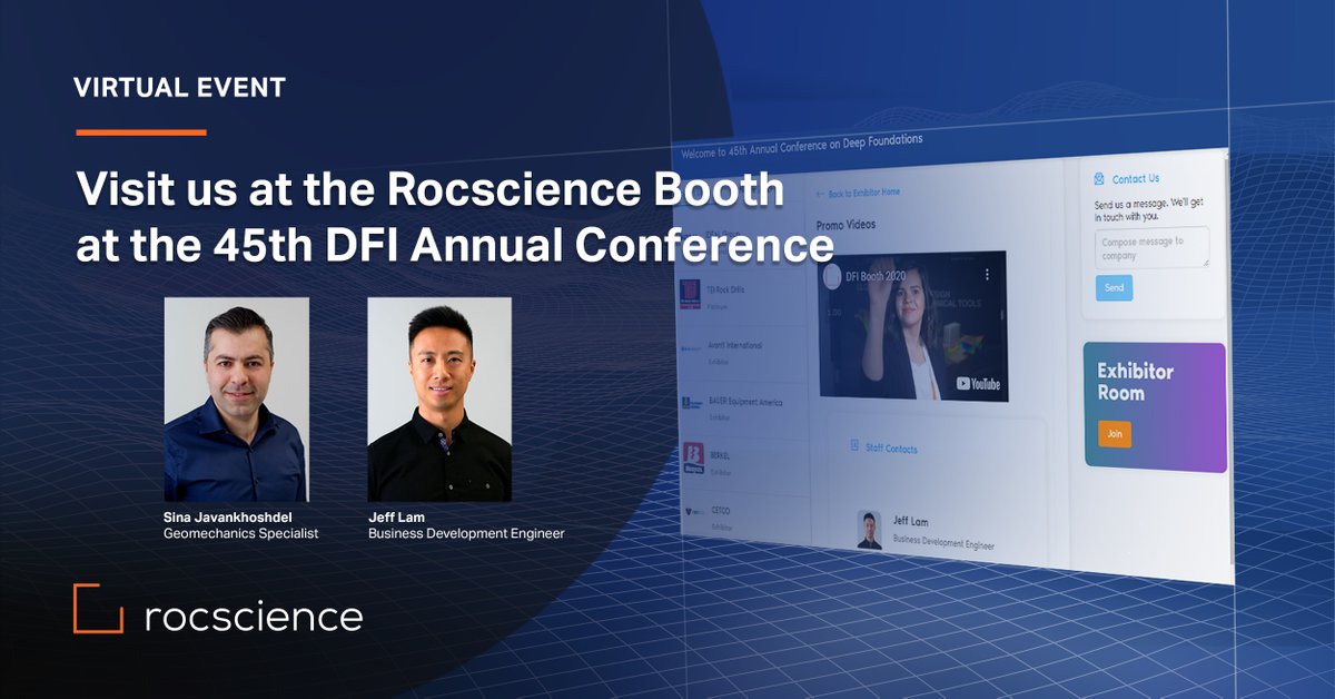Rocscience's tweet photo. We are excited to be here at #DFI45 the 45th Annual DFI Conference. Visit us at the Rocscience virtual booth and your coffee is on us: https://t.co/O0kzSuXcJ2
.
@DFI_Tweets #DeepFoundations #GeotechnicalSoftware https://t.co/P4GIilIpxq