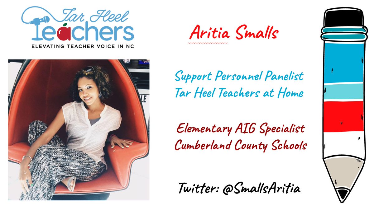 TarHeelTeachers's tweet photo. What a privilege to collaborate with wonderful educators across NC each &amp; every week on #TarHeelTeachers at Home! @brooksnikki78 (2020-2021 @PSRCEDU Principal of the Year) joined our panel this week! She is the Lead Learner at Rex-Rennert Elementary! #nced #OurNCSchoolHeroes https://t.co/HhwnXWHQvi