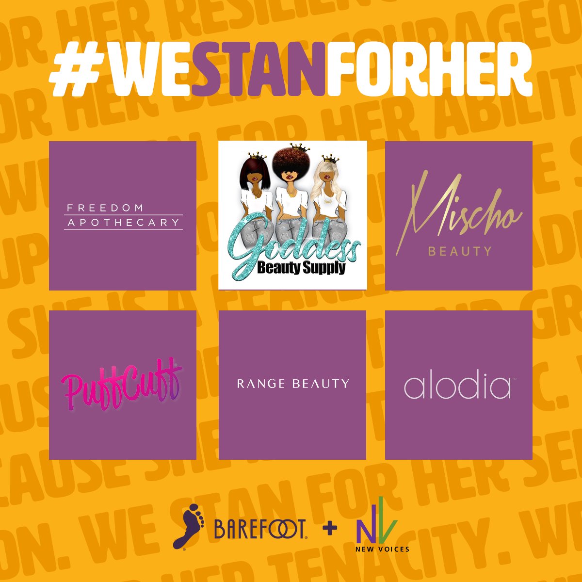 ThePuffCuff's tweet photo. PuffCuff is a recipient of a @barefootwine + @newvoicesfamily Beauty Business Grant! Among five beauty brands to be awarded this grant, #WeStanForHer highlights the truths of what it means to be a Black woman in America. We are so grateful for the belief in #PuffCuffs mission! 💜 https://t.co/D9vvYze8p3